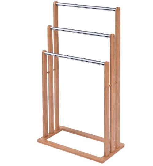 Towel and Clothes Rack Ladder Natural Bamboo Wood