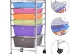 Storage Trolley with Drawers on Wheels 32.5 x 37 x 74.5 CM Multicolor