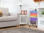 Storage Trolley with Drawers on Wheels 32.5 x 37 x 74.5 CM Multicolor