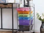 Storage Trolley with Drawers on Wheels 32.5 x 37 x 74.5 CM Multicolor