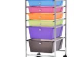 Storage Trolley with Drawers on Wheels 32.5 x 37 x 74.5 CM Multicolor