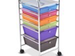Storage Trolley with Drawers on Wheels 32.5 x 37 x 74.5 CM Multicolor