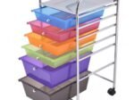 Storage Trolley with Drawers on Wheels 32.5 x 37 x 74.5 CM Multicolor