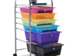 Storage Trolley with Drawers on Wheels 32.5 x 37 x 74.5 CM Multicolor