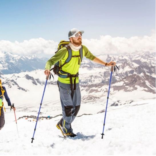 1Pair Folding Walking Hiking Stick Mountaineer Sticks