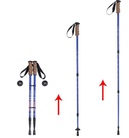 1Pair Folding Walking Hiking Stick Mountaineer Sticks