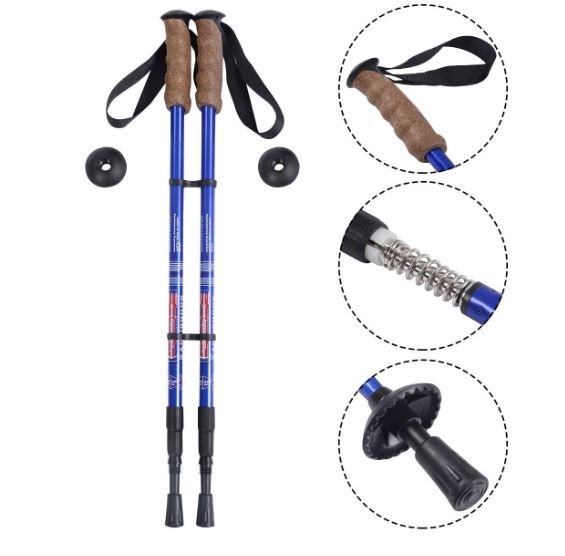 1Pair Folding Walking Hiking Stick Mountaineer Sticks