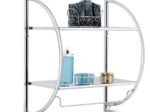 Bathroom Wall Shelf Chrome Metal Towel Storage 45 x 25.5 x 55CM