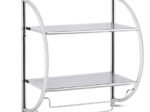 Bathroom Wall Shelf Chrome Metal Towel Storage 45 x 25.5 x 55CM