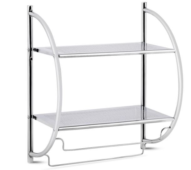 Bathroom Wall Shelf Chrome Metal Towel Storage 45 x 25.5 x 55CM