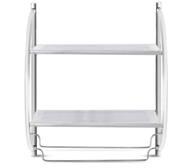 Bathroom Wall Shelf Chrome Metal Towel Storage 45 x 25.5 x 55CM