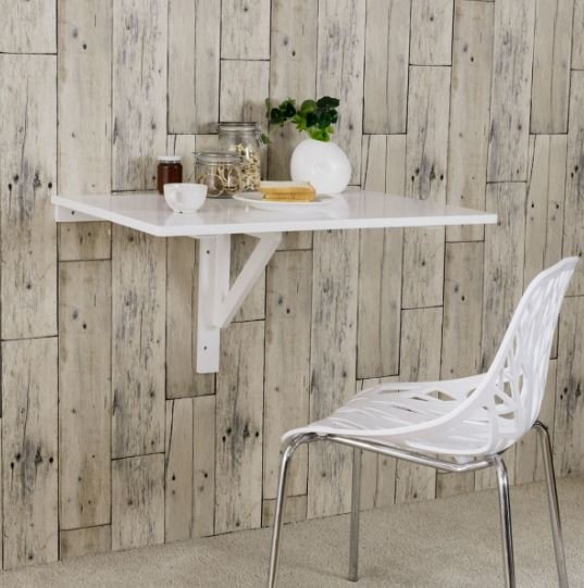 White Pine Wood Folding Wall Table Shelf