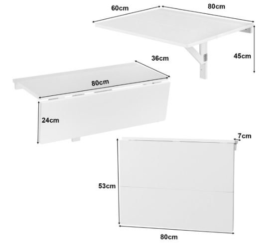 White Pine Wood Folding Wall Table Shelf