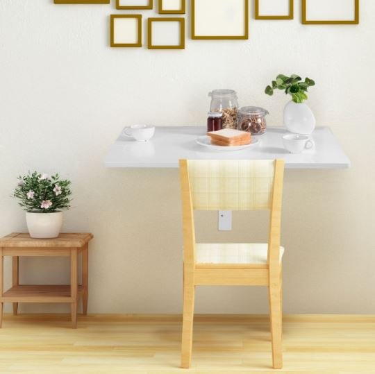 White Pine Wood Folding Wall Table Shelf