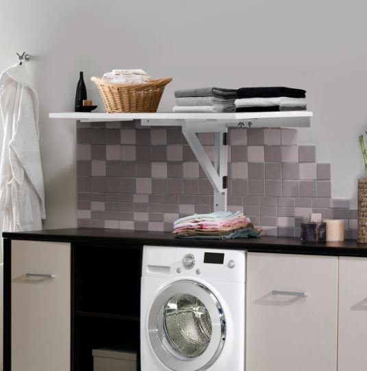 White Pine Wood Folding Wall Table Shelf