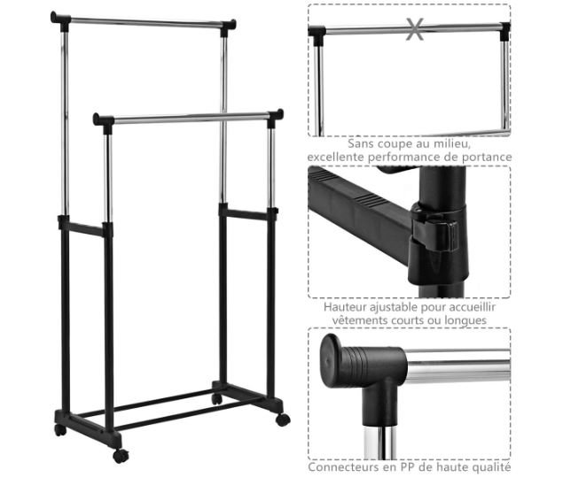 Clothes Rack Wardrobe Racks on Wheels 84 x 43 x (94-168)CM