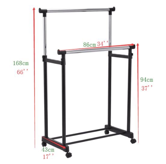 Clothes Rack Wardrobe Racks on Wheels 84 x 43 x (94-168)CM