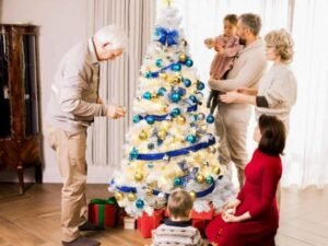 White Artificial Christmas Tree 180cm Metal Stand