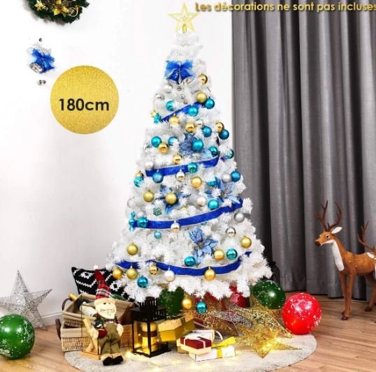 White Artificial Christmas Tree 180cm Metal Stand