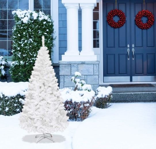 White Artificial Christmas Tree 180cm Metal Stand