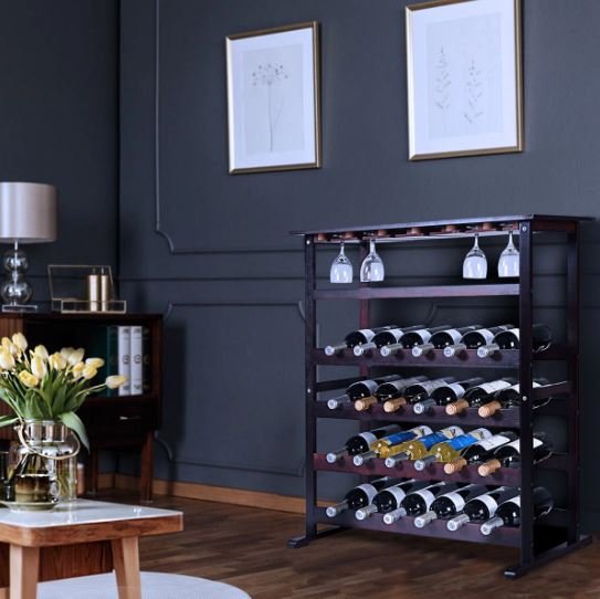 Wine Rack 24-Bottle Glass Holders Bottles Shelf