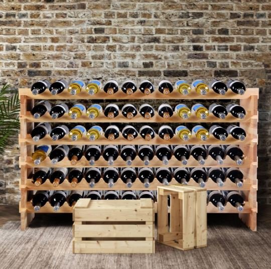 72 Bottle Wine Rack Modular Sturdy Pine Wood
