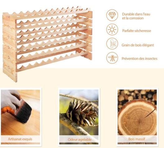 72 Bottle Wine Rack Modular Sturdy Pine Wood