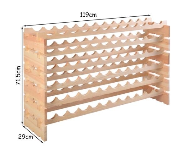 72 Bottle Wine Rack Modular Sturdy Pine Wood