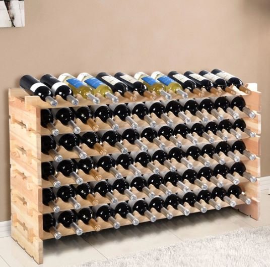 72 Bottle Wine Rack Modular Sturdy Pine Wood