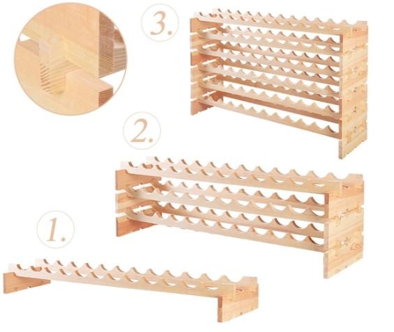 72 Bottle Wine Rack Modular Sturdy Pine Wood