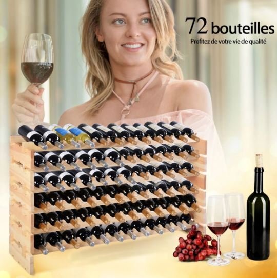 72 Bottle Wine Rack Modular Sturdy Pine Wood