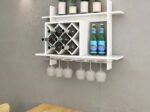 White Wine Bottle Rack Shelf 2 Tier Wall Mount Large Storage Capacity