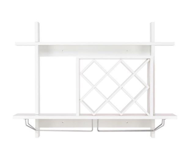 White Wine Bottle Rack Shelf 2 Tier Wall Mount Large Storage Capacity