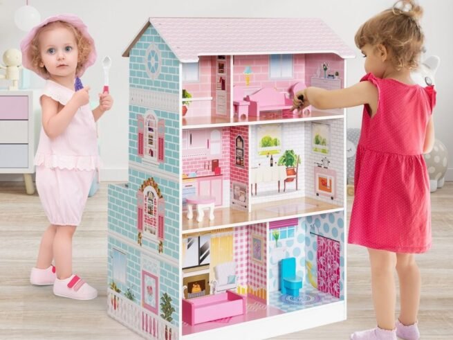 2in1 Children's Dollhouse Kitchen 2 Sided 8 Accessories, Sound, Lights, 3 Floors