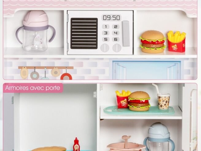 2in1 Children's Dollhouse Kitchen 2 Sided 8 Accessories, Sound, Lights, 3 Floors