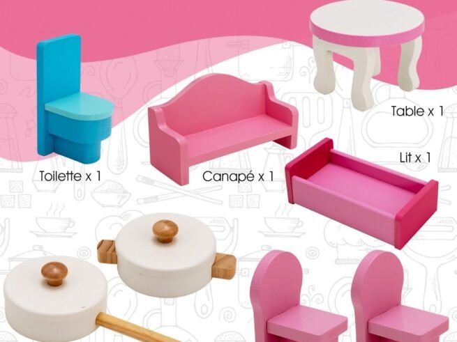 2in1 Children's Dollhouse Kitchen 2 Sided 8 Accessories, Sound, Lights, 3 Floors