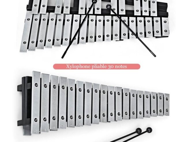 30 Note Glockenspiel Xylophone Wooden Frame Aluminum Bars