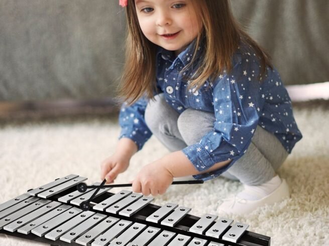 30 Note Glockenspiel Xylophone Wooden Frame Aluminum Bars