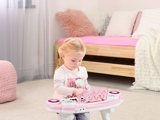 Electronic Piano Keyboard for Children 37 Keys Portable Rhythm Light Pink