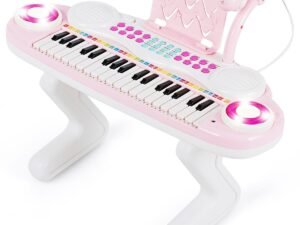 Electronic Piano Keyboard for Children 37 Keys Portable Rhythm Light Pink