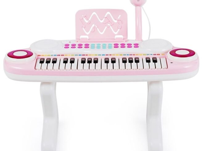 Electronic Piano Keyboard for Children 37 Keys Portable Rhythm Light Pink