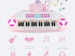 Electronic Piano Keyboard for Children 37 Keys Portable Rhythm Light Pink