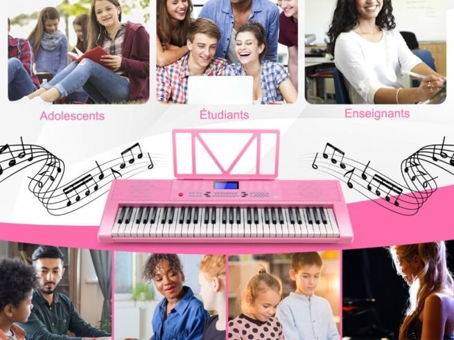 61-Key Electronic Piano Keyboard Microphone Stand 255 Sounds 255 Rhythms 24Demo