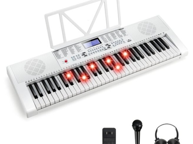 61-Key Electronic Piano Keyboard Microphone Stand 255 Sounds 255 Rhythms 24Demo