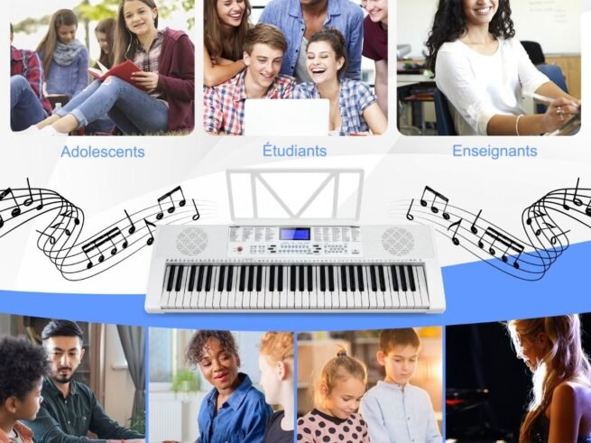 61-Key Electronic Piano Keyboard Microphone Stand 255 Sounds 255 Rhythms 24Demo