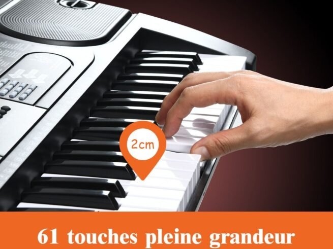 Electric Piano Keyboard 61 Keys with Microphone Stand Stool and LCD Screen