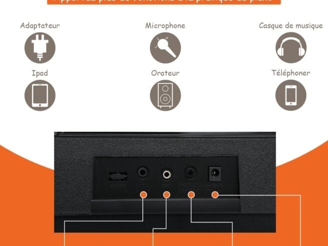 Electric Piano Keyboard 61 Keys with Microphone Stand Stool and LCD Screen