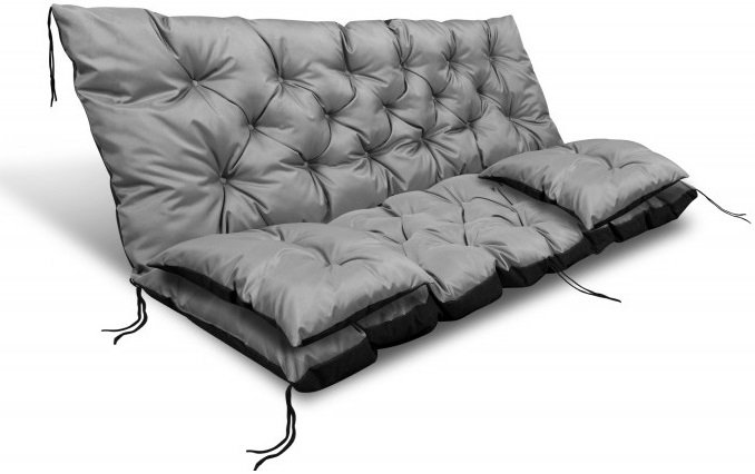 Garden Cushion 180x60x50 cm + 2 Swing Bench Cushions Waterproof Gray