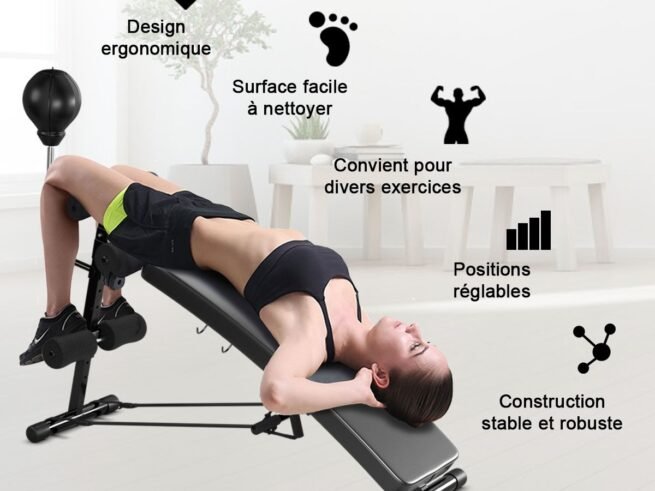 Abdominal Weight Bench 2 Foldable Traction Straps Max Load 100KG