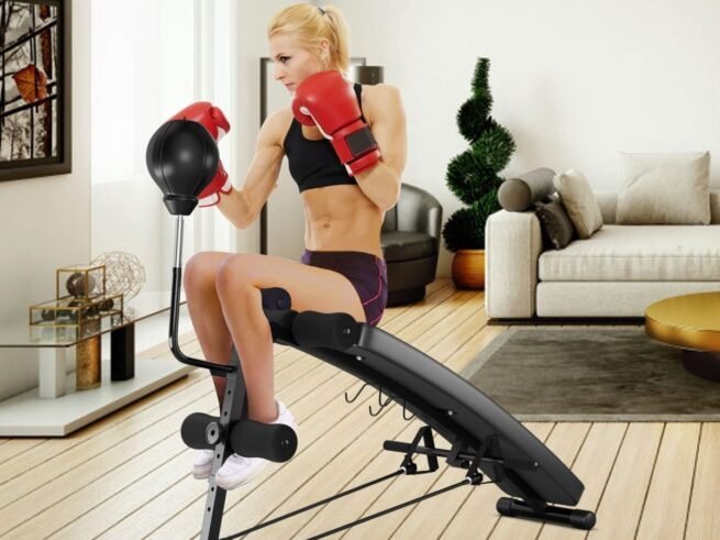 Abdominal Weight Bench 2 Foldable Traction Straps Max Load 100KG